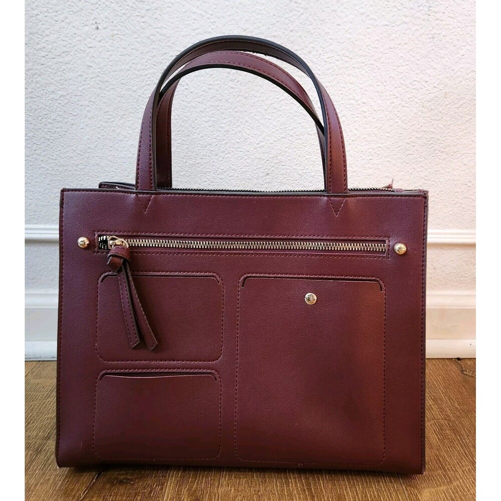Nanette Lepore Clayton Faux Leather Tote Bag Cranberry Capsule minimalist casual